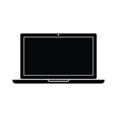 minimalist laptop computer vector in black and white outline style