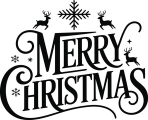 Merry Christmas typography set lettering vector designs 