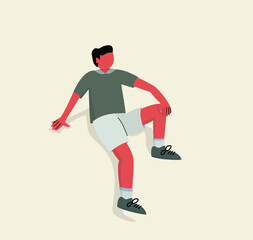 Young man sitting and relaxing, flat vector illustration on light background