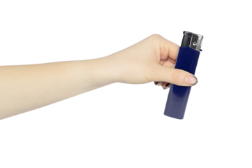 lighter in hand isolated from background, concept to pass or throw away	