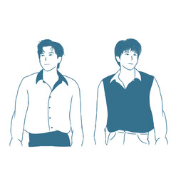 Two Men Wearing Formal Casual Outfits Illustration