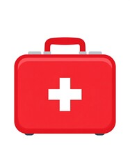 Obraz premium A vibrant red first-aid kit with a prominent white cross on its front