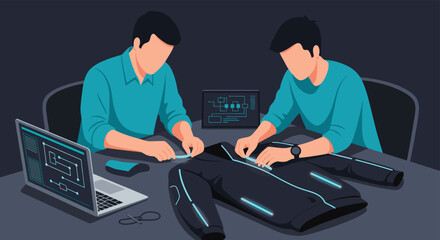 Engineers Developing Smart Wearable Technology Designing Advanced Clothing