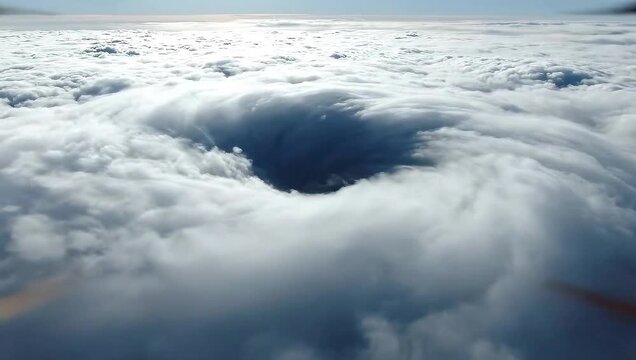 Aerial View of Clouds with a Hole in the Sky.