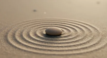 Papier peint photo Beige The delicate ripples around a single pebble in the sand.  ©  Creative Vault