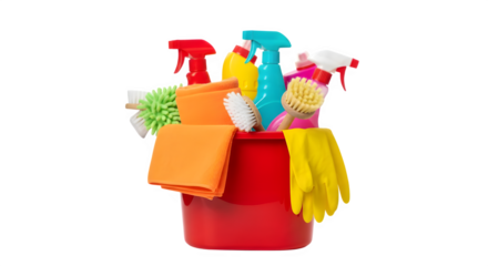 Complete set of cleaning supplies ready for spring cleaning and housework, perfect for a spotless home and fresh start