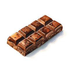 Chocolate Bar, watercolor clipart vector, isolated on a white background.
