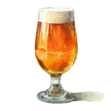 watercolor of Pale Ale Beer Glass, vector, isolated on a white background.