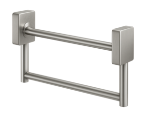 Dual-sided towel holder for easy mounting on partition walls in shared bathrooms.
