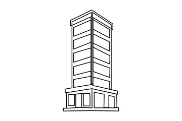 Minimalist skyline outline with skyscraper continuous line style