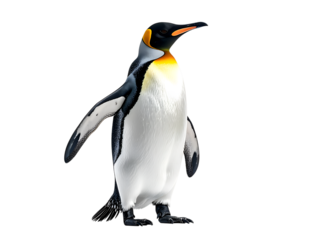 Majestic King Penguin: A solitary king penguin stands tall, exhibiting its striking plumage and regal posture, embodying the beauty of Antarctic wildlife.