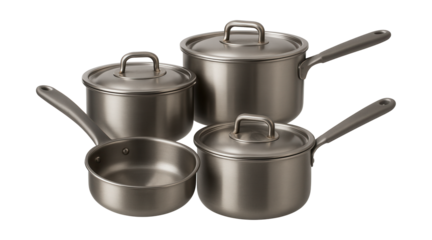Lightweight titanium cookware set for versatile cooking in compact spaces.