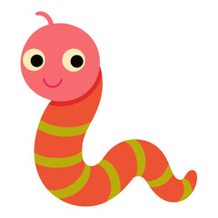 Fototapeta premium Worm cartoon object on a white background vector illustration