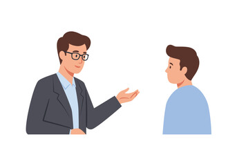 Man in Suit Explaining Something to Another Man.