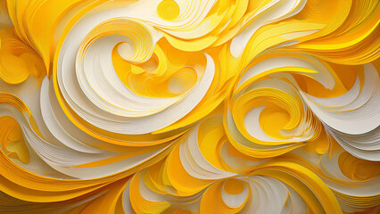 Abstract Swirls of Yellow and White Modern Art Background