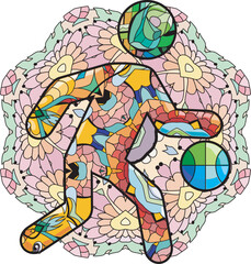 Basketball decorative icon on mandala. Olympic sport