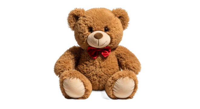 Cute Brown Teddy Bear with Red Ribbon - Soft Plush Toy Perfect for Children, Cuddling, Comfort, and Emotional Support with Warm Appearance and Lovable Character for Gifts and Childhood Memories

