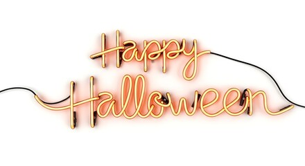 Happy halloween neon sign isolated on white background