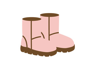 Pair of warm pink winter boots.
