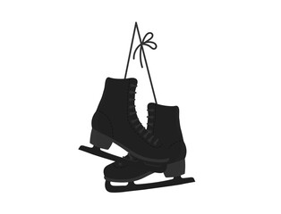 Ice skates silhouette with blades and laces tied together.