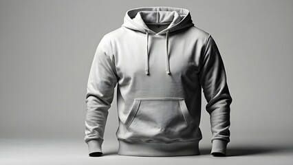 Plain White Hoodie Sweatshirt Front View isolated on white background