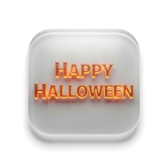 Happy halloween text on frosted glass isolated on white background