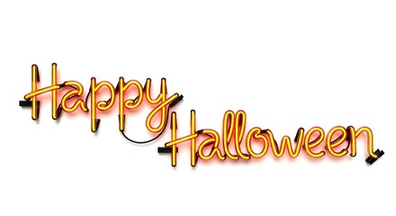 Happy halloween neon sign, isolated on white background