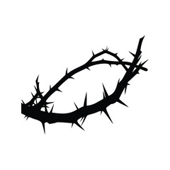 Dramatic silhouette of the crown of thorns, symbolic of sacrifice and suffering, dead branch with thorns silhouette vector illustration