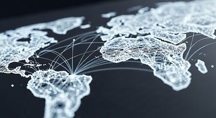 Digital World Map with Network Connections in Futuristic Style for Technology and Global Connectivity