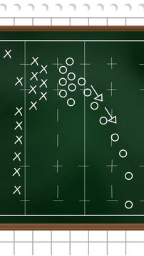 Animation of game plan on green board over white background