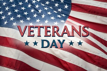 American flag with veterans day text and stars