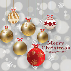 Festive Christmas Ornaments with Snowflakes and Holiday Greetings