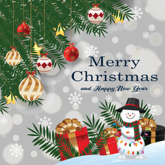 Festive Christmas and New Year Celebration with Snowman and Gifts