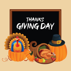 Thanksgiving Day Celebration with Turkey and Harvest Feast