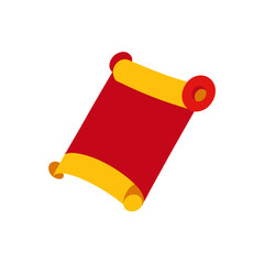 Red silk scroll with golden ends vector illustration scalable eps icon for adobe stock vector