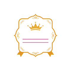 Ornate royal certificate border template with crown decorative emblem for awards vector