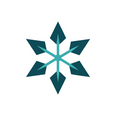 Stylized six-pointed snowflake vector graphic template for winter designs vector