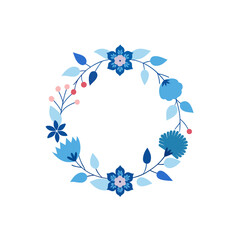 Winter floral frame vector festive blue botanical wreath scalable illustration design vector