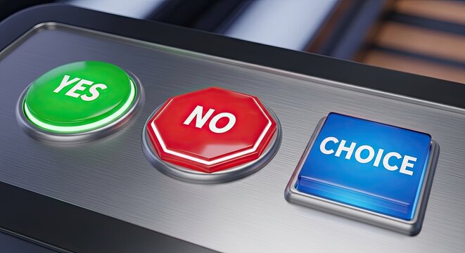Yes No Choice Buttons Decision Making Concept with Options Available