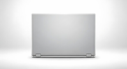 Sleek modern laptop computer back view isolated on white background