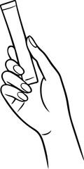 Elegant hand holding coffee stick &mdash; minimalist line art illustration