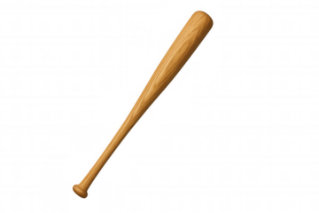Baseball bat made of wood. Sport equipment for playing baseball or softball game. Isolated object on transparent background