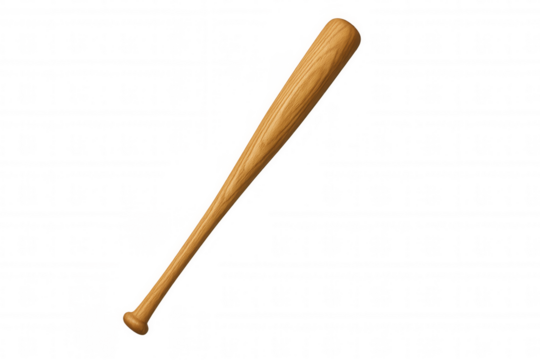Baseball bat made of wood. Sport equipment for playing baseball or softball game. Isolated object on transparent background