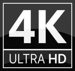 Fototapeta premium White 4K Ultra HD text on a glossy black background with white border Ultra HD high definition