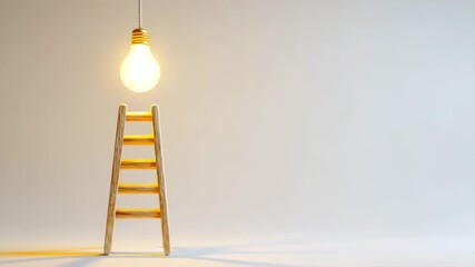 Ascend to brilliant ideas with this conceptual ladder leading to a glowing lightbulb, symbolizing innovation and achievement in business. - Powered by Adobe
