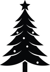 Obraz premium Simple Decorated Winter Tree Vector Silhouette: Festive Holiday Icon Isolated on Transparent Backdrop for Graphic Projects