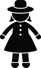 Female Figure Silhouette with Dress Vintage Fashion Style Illustration Elegant Lady Isolated Design Graphic Vector