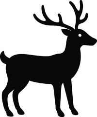 Silhouetted Stag Elegant Silhouette Graceful Deer Profile Woodland Creature Forest Animal Wildlife Illustration Vector Art