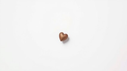 Tiny, glittery bronze heart centered on a plain white background: love, romance.