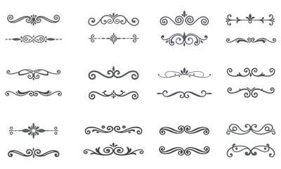 Vintage ornamental divider collection with elegant swirl and flourish border designs
